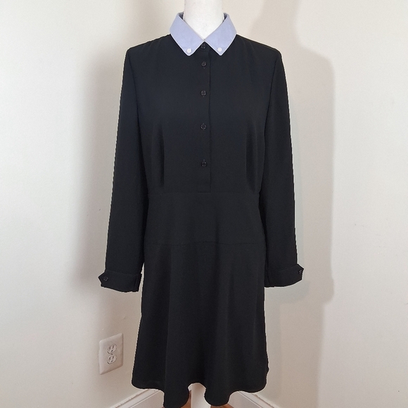 Coach 1941 Black Removable Collar Button Front Shirt Dress Size 10 - Picture 2 of 10
